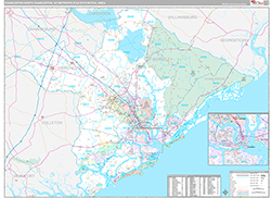 Charleston-North Charleston Metro Area Wall Map Premium Style 2026